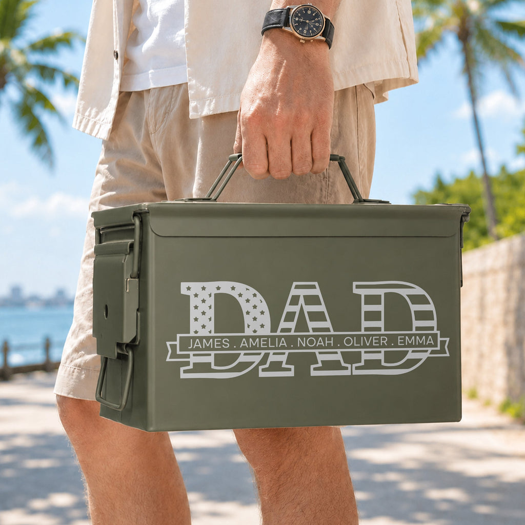 Personalized Dad Ammo Box Custom Name Gift for Father's Day HN590 - Ammo Box BCF fix GradoCreations