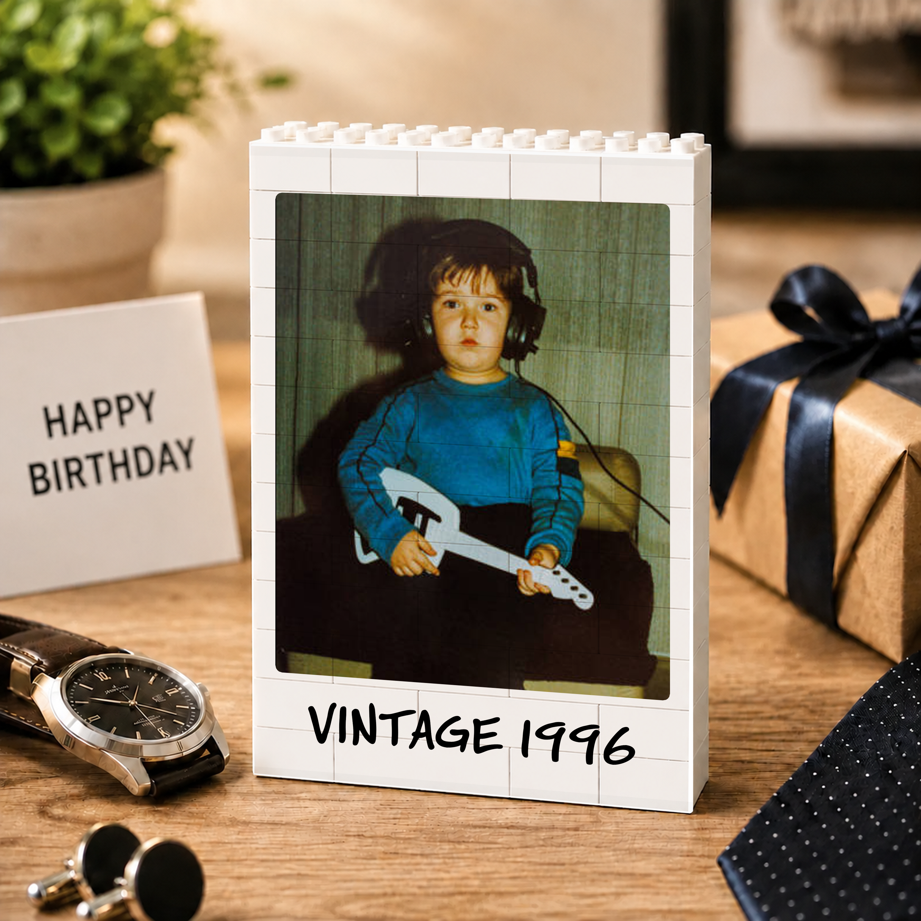 Personalized Photo Vintage Building Block Birthday Gift for Him/Her HN590 - Building Blocks GradoCreations
