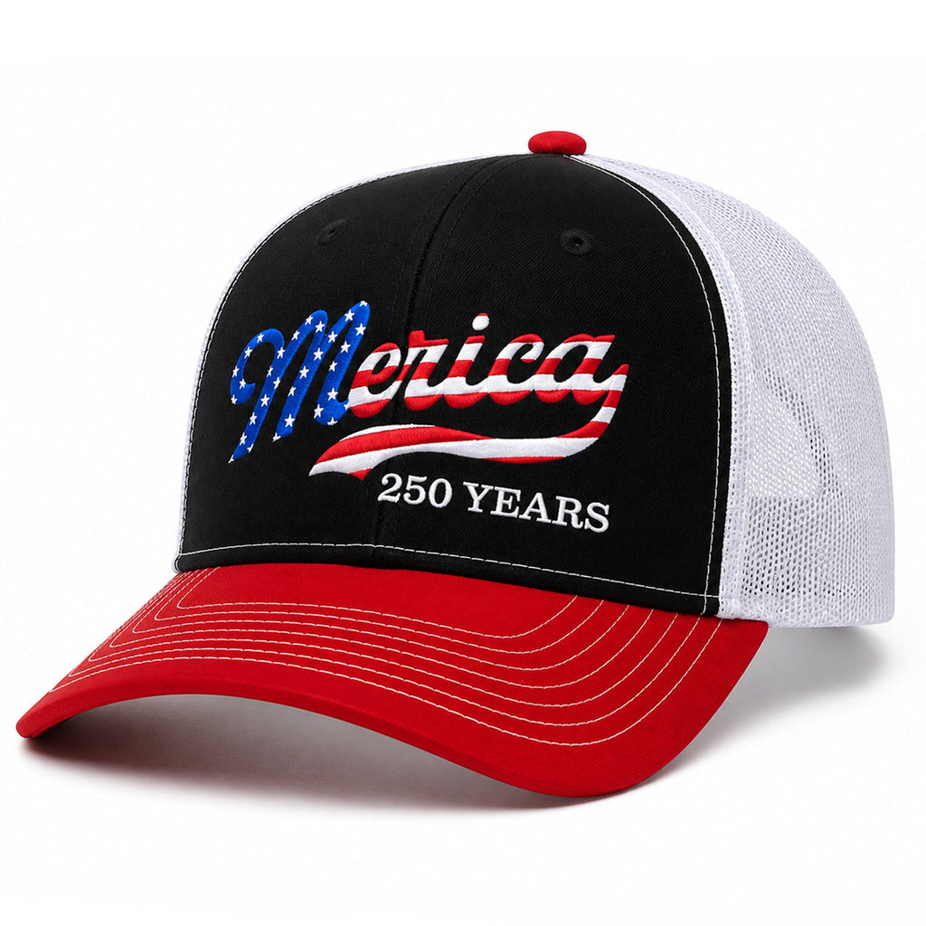 Personalized Embroidered Trucker Hat USA Patriotic Gift HN590 - Embroidered Trucker Hat GradoCreations
