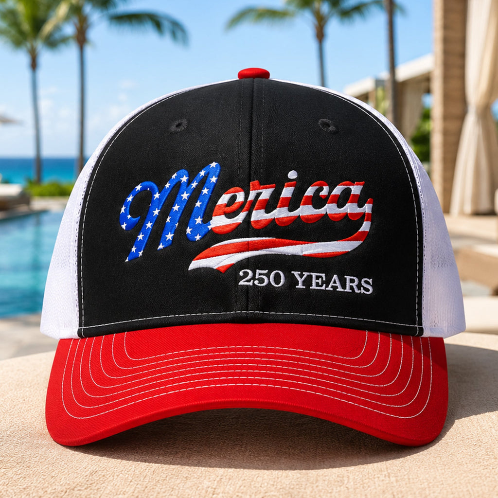 Personalized Embroidered Trucker Hat USA Patriotic Gift HN590 - Embroidered Trucker Hat GradoCreations