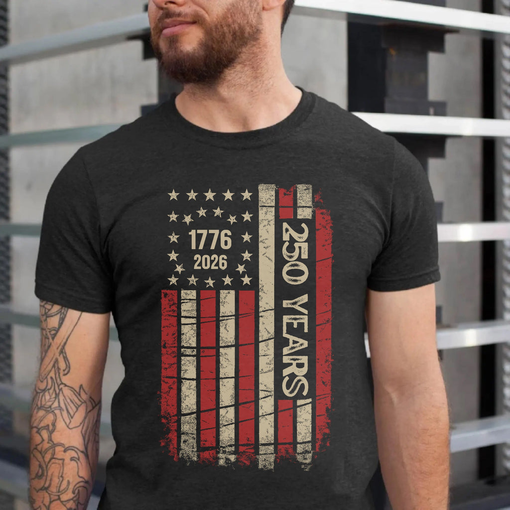 Personalized Vintage USA Flag T-Shirt Custom Text Gift HN590 - Tshirt GradoCreations