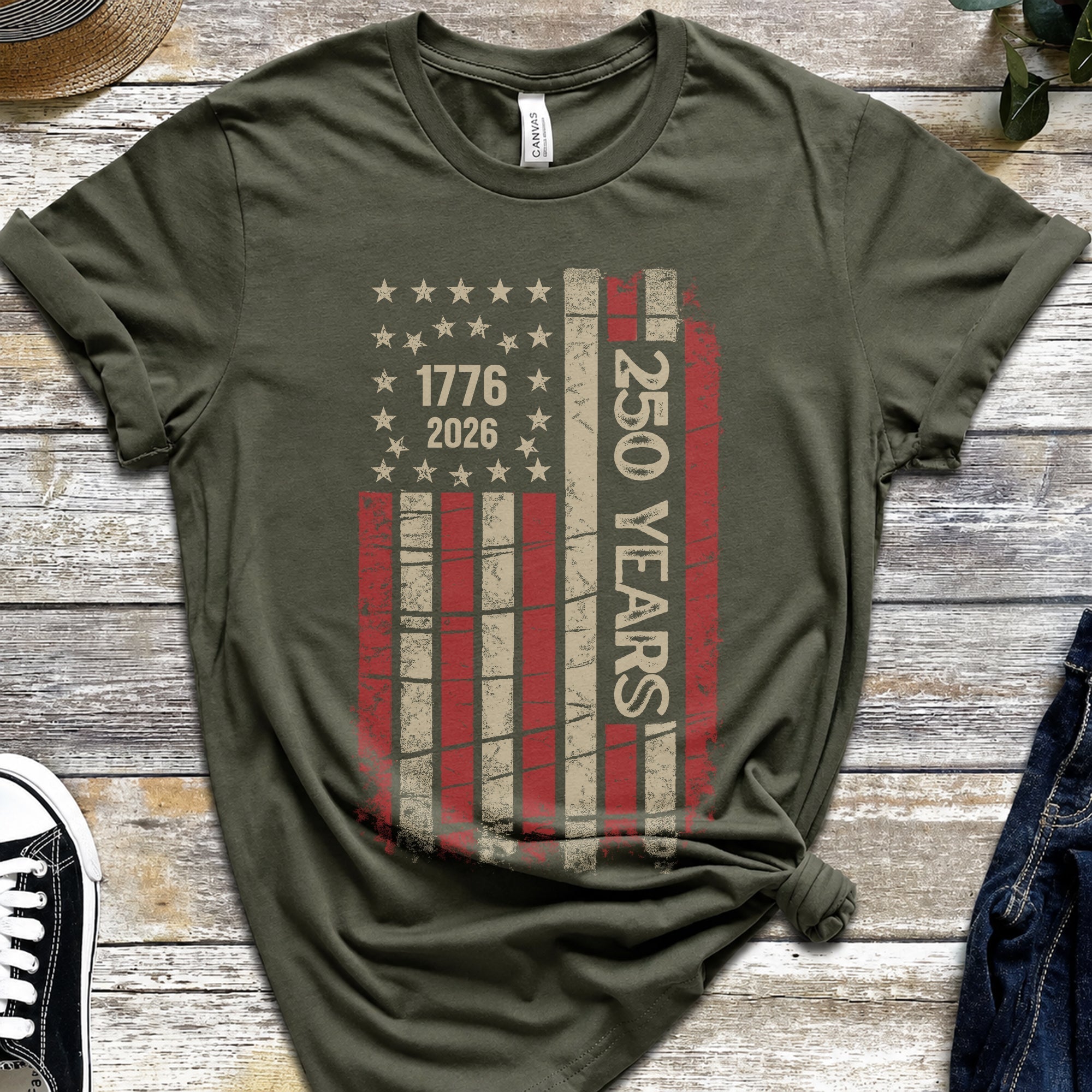 Personalized Vintage USA Flag T-Shirt Custom Text Gift HN590 - Tshirt GradoCreations