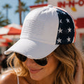 Personalized USA Flag Embroidered Trucker Hat Gift for Dad HN590 - Embroidered Trucker Hat GradoCreations