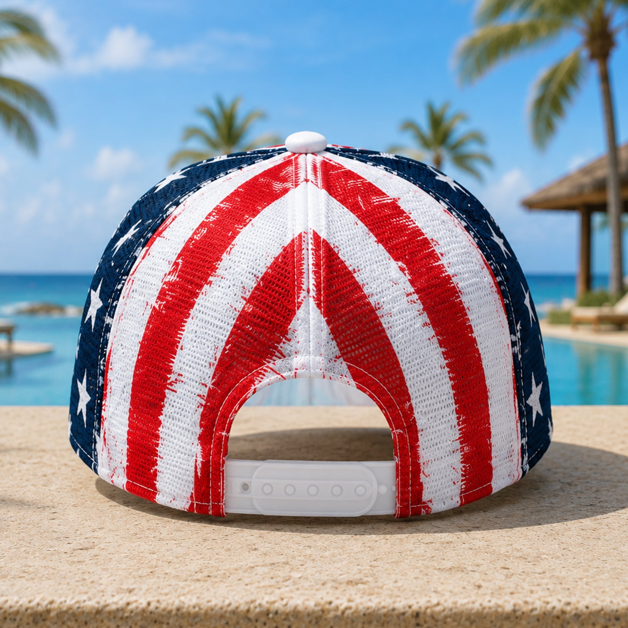 Personalized USA Flag Embroidered Trucker Hat Gift for Dad HN590 - Embroidered Trucker Hat GradoCreations