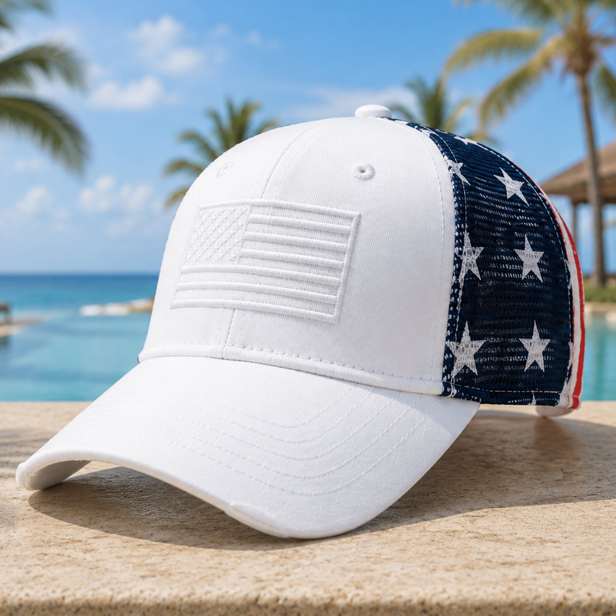 Personalized USA Flag Embroidered Trucker Hat Gift for Dad HN590 - Embroidered Trucker Hat GradoCreations