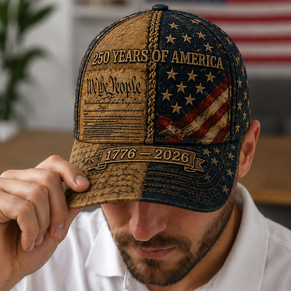 Personalized 250th Anniversary Eagle Cap Custom Name Gift for Dad HN590 - AOP Cap fix GradoCreations