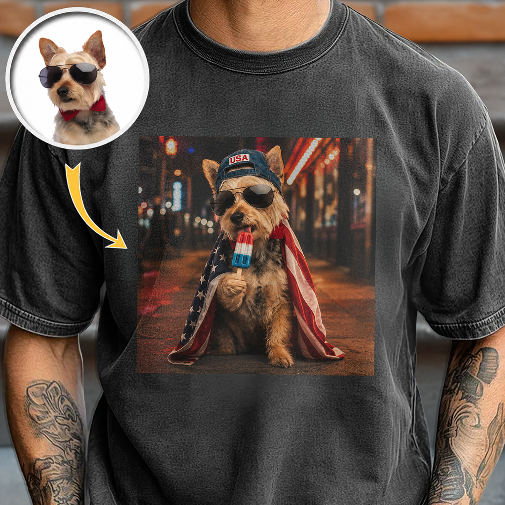 Personalized Dog Photo Comfort Shirt for Dog Lovers 4th of July Gift Comfort Shirt AI Fix GradoCreations