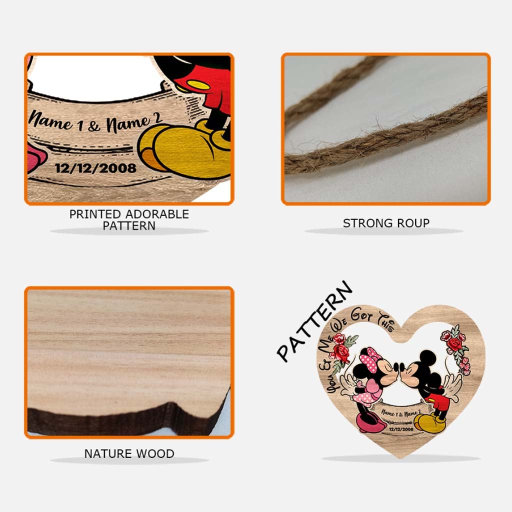 Personalized Mickey Mouse Heart Wood Sign Custom Name Gift for Couples Wood Sign GradoCreations