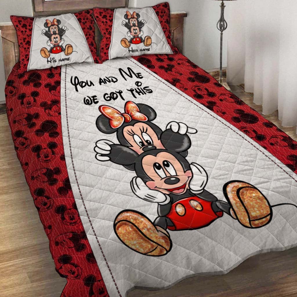 Personalized Mickey & Minnie Mouse Quilt Set Custom Couples Gift Quilt Set GradoCreations