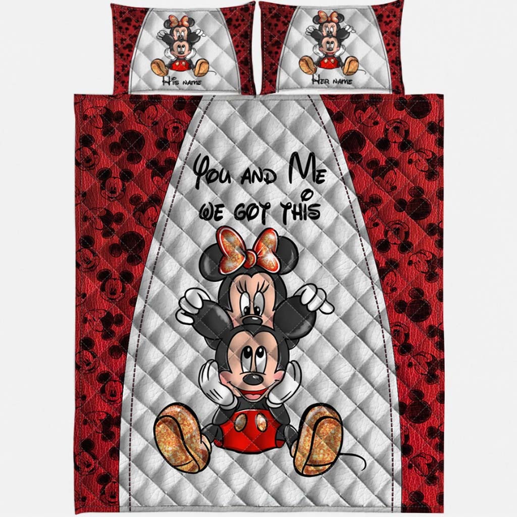 Personalized Mickey & Minnie Mouse Quilt Set Custom Couples Gift Quilt Set GradoCreations