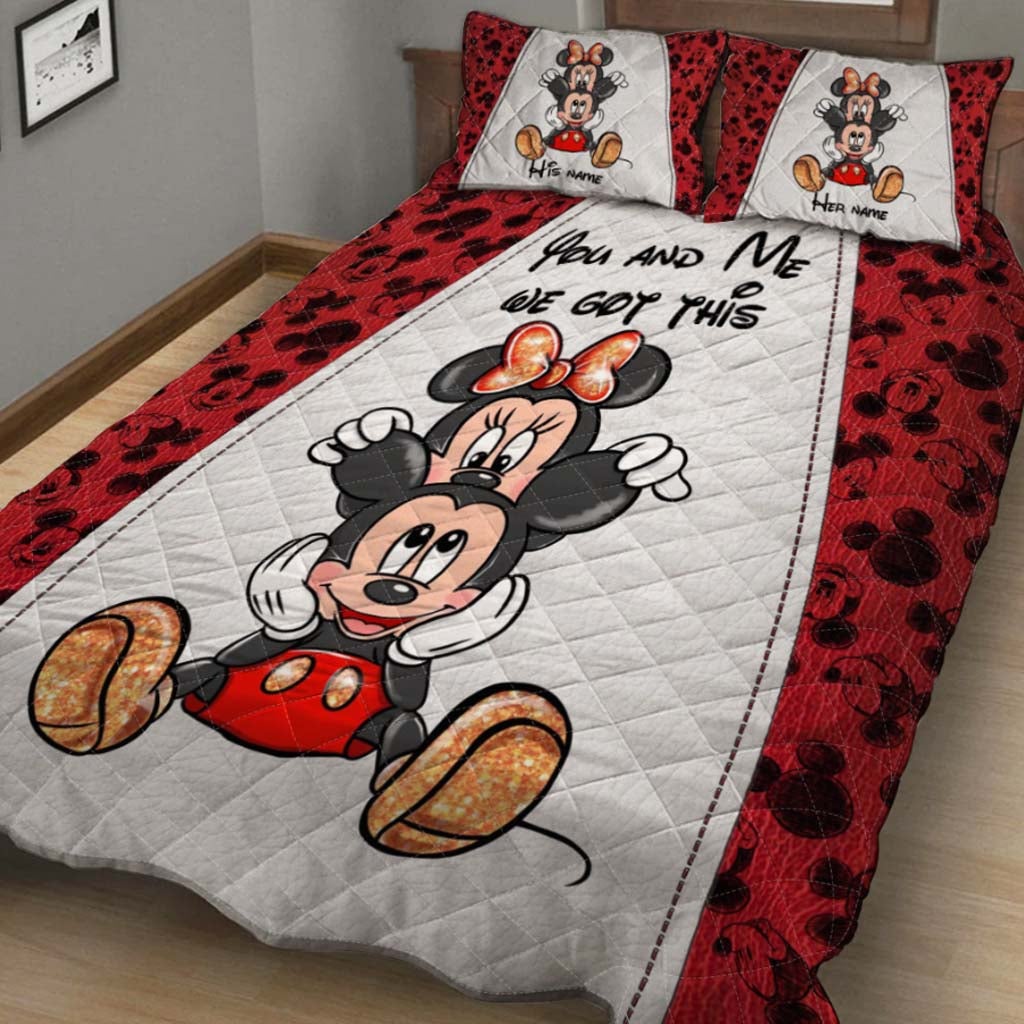 Personalized Mickey & Minnie Mouse Quilt Set Custom Couples Gift Quilt Set GradoCreations
