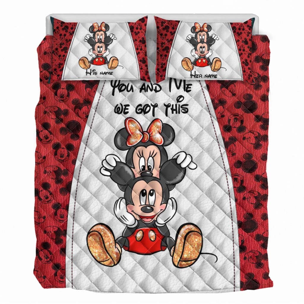 Personalized Mickey & Minnie Mouse Quilt Set Custom Couples Gift Quilt Set GradoCreations