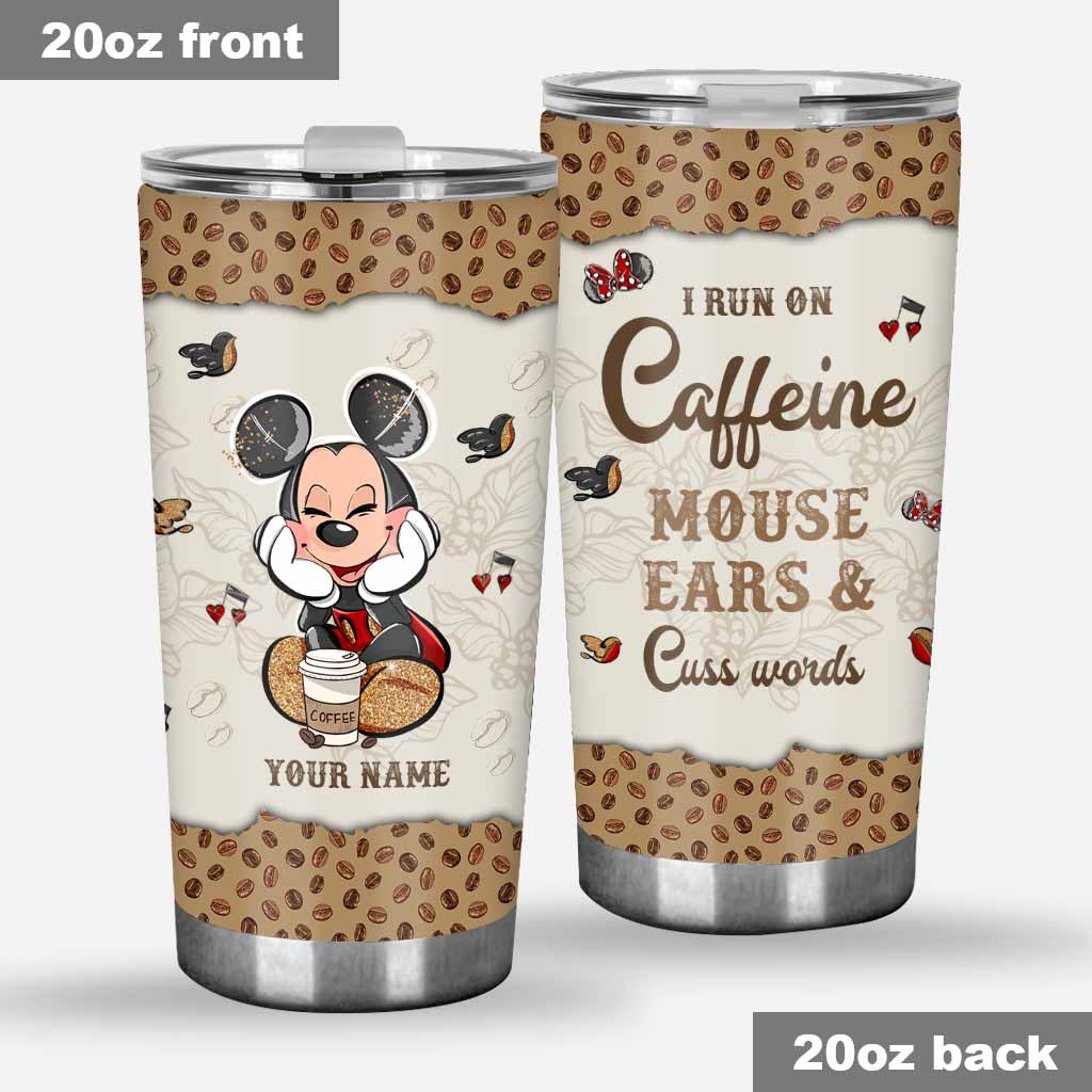 Personalized Caffeine Mouse Ears Tumbler Custom Name Gift Tumbler GradoCreations