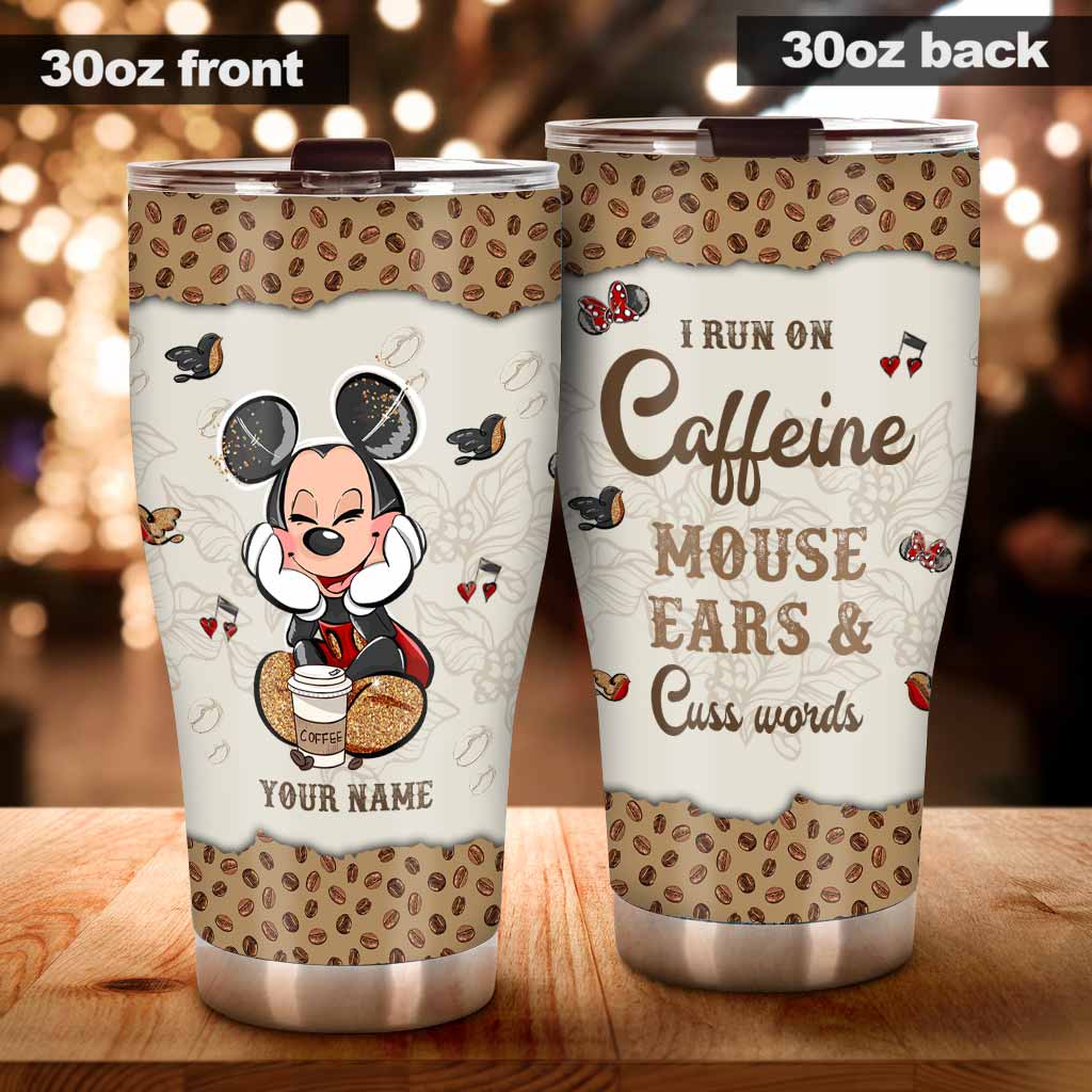 Personalized Caffeine Mouse Ears Tumbler Custom Name Gift Tumbler GradoCreations