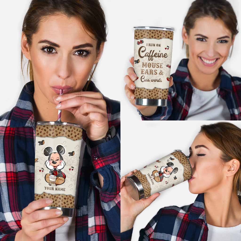 Personalized Caffeine Mouse Ears Tumbler Custom Name Gift Tumbler GradoCreations