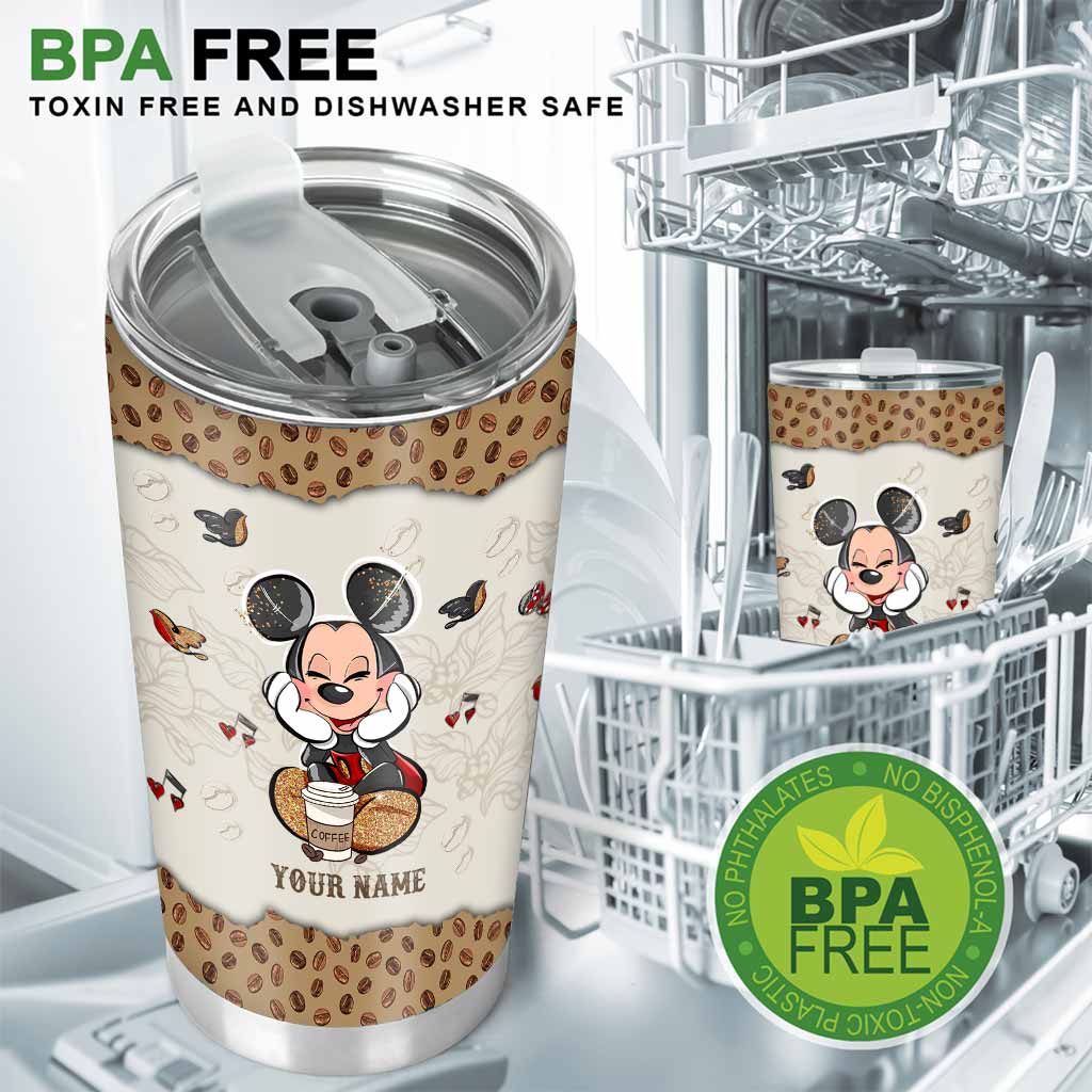 Personalized Caffeine Mouse Ears Tumbler Custom Name Gift Tumbler GradoCreations