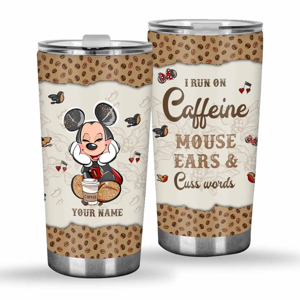 Personalized Caffeine Mouse Ears Tumbler Custom Name Gift Tumbler GradoCreations