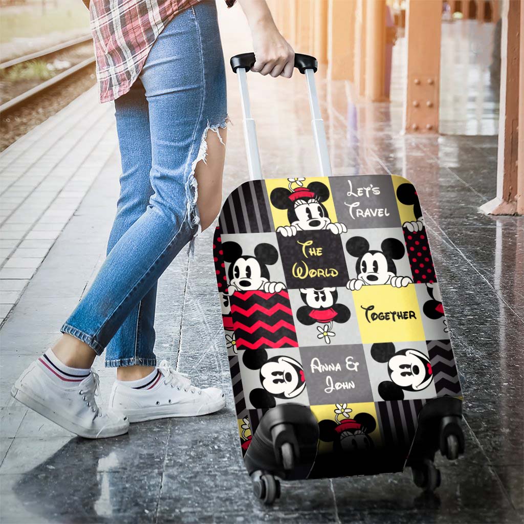 Personalized Mickey Mouse Luggage Cover with Custom Names for Travel Lovers Luggage Cover GradoCreations