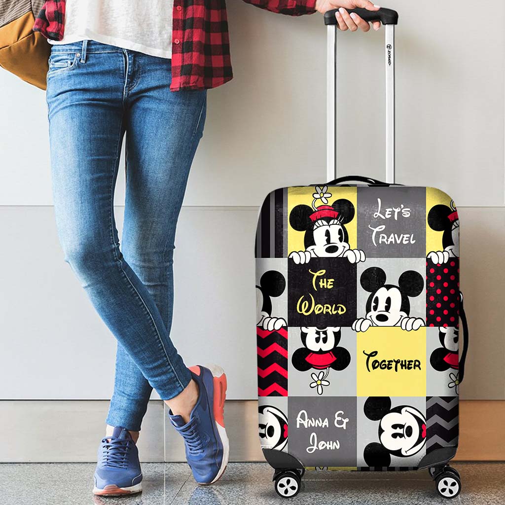 Personalized Mickey Mouse Luggage Cover with Custom Names for Travel Lovers Luggage Cover GradoCreations