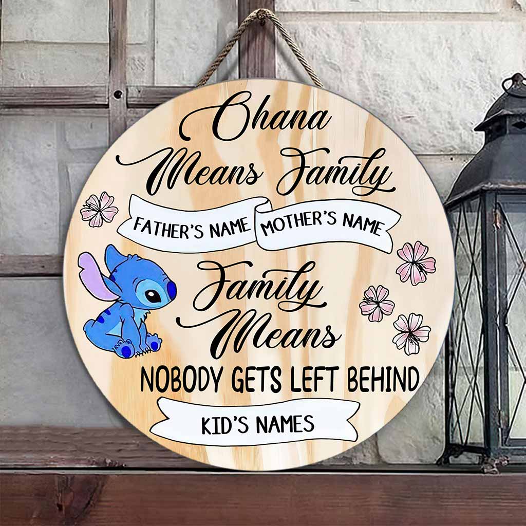 Personalized Round Wood Sign Ohana Means Family Decor Gift Round Wood Sign GradoCreations