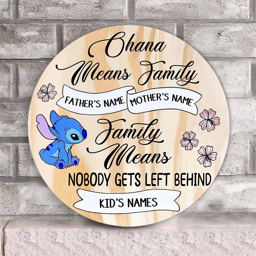 Personalized Round Wood Sign Ohana Means Family Decor Gift Round Wood Sign GradoCreations