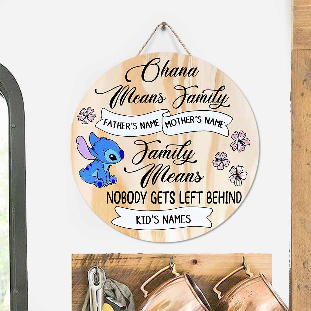 Personalized Round Wood Sign Ohana Means Family Decor Gift Round Wood Sign GradoCreations