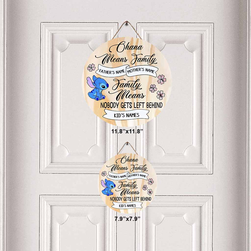 Personalized Round Wood Sign Ohana Means Family Decor Gift Round Wood Sign GradoCreations