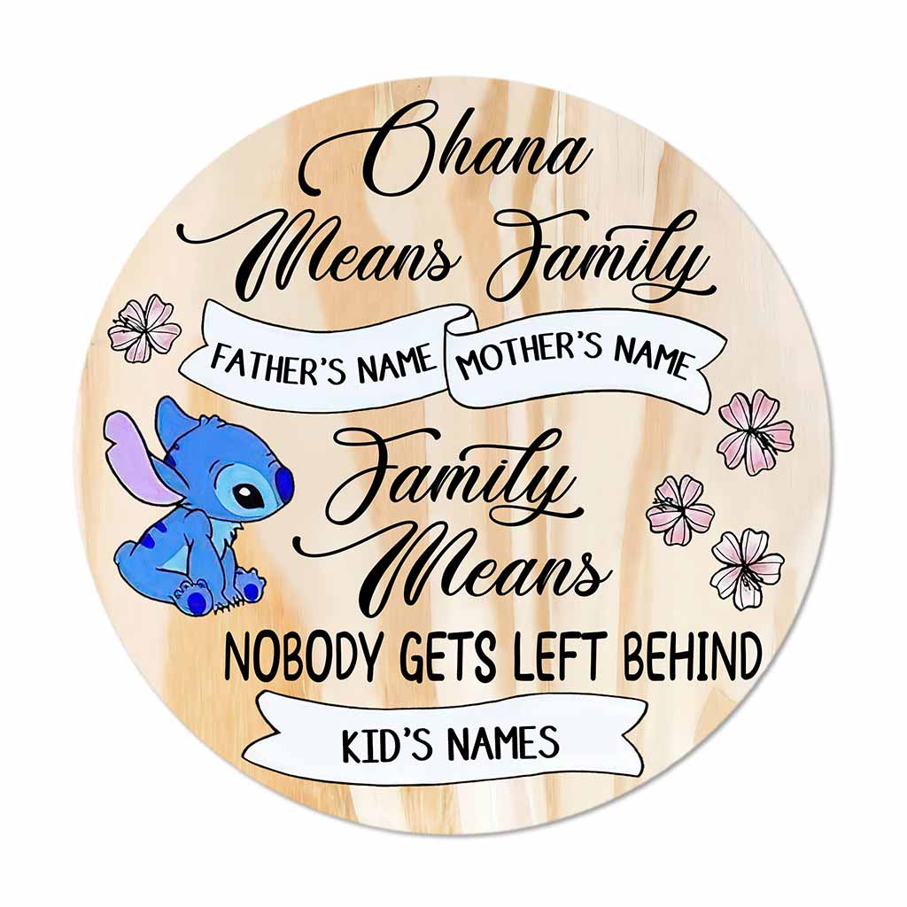 Personalized Round Wood Sign Ohana Means Family Decor Gift Round Wood Sign GradoCreations