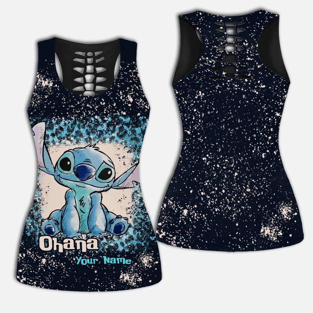 Personalized Ohana Hollow Tank Top & Leggings Set for Women Hollow Tank & Leggings GradoCreations