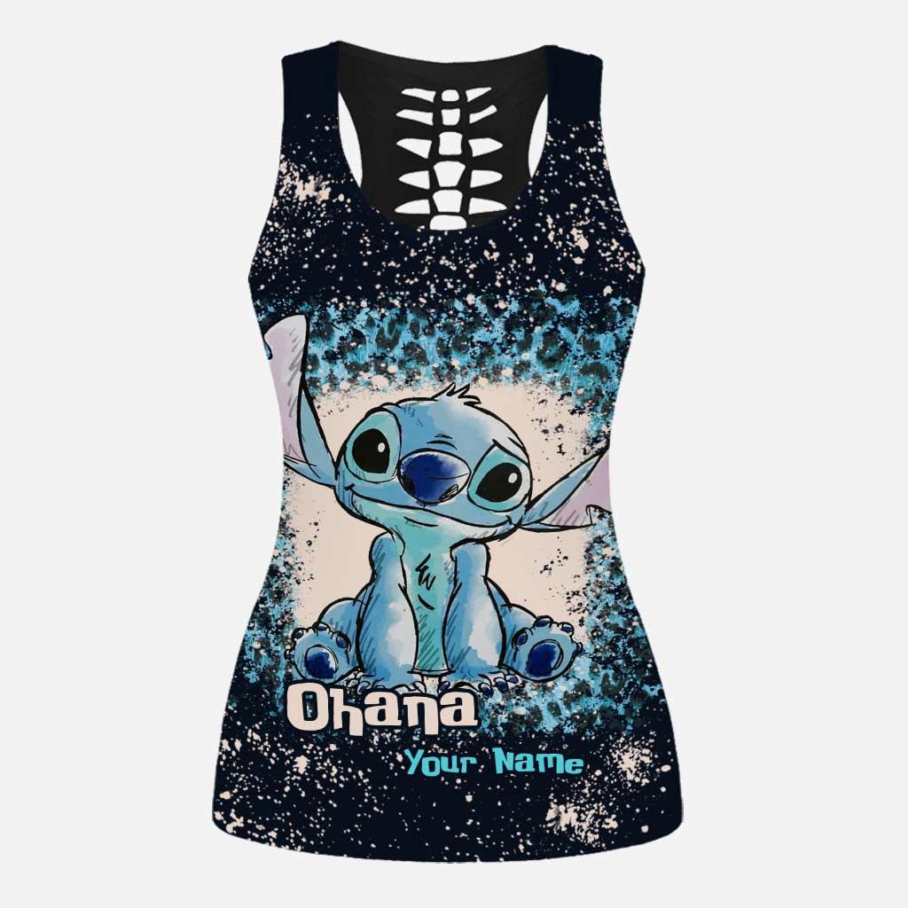 Personalized Ohana Hollow Tank Top & Leggings Set for Women Hollow Tank & Leggings GradoCreations
