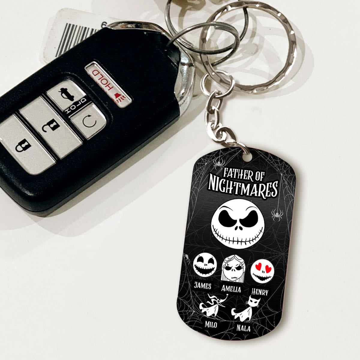 Personalized Father Of Nightmares Stainless Steel Keychain Gift for Dad Stainless Steel Keychain GradoCreations