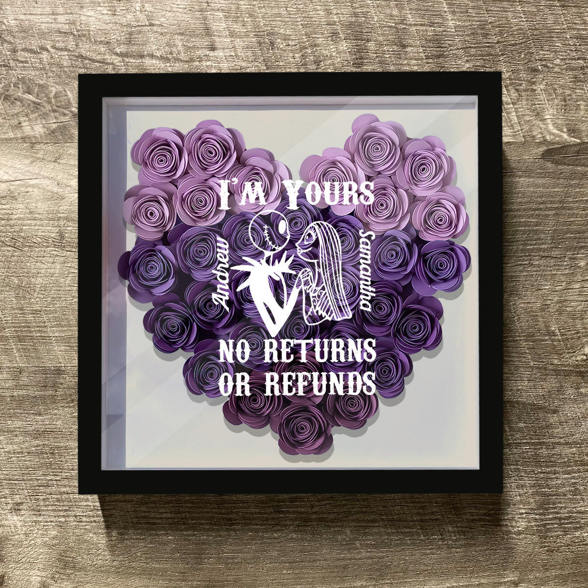 Personalized Heart-Shaped Flower Shadow Box Custom Art Gift Flower Shadow Box GradoCreations