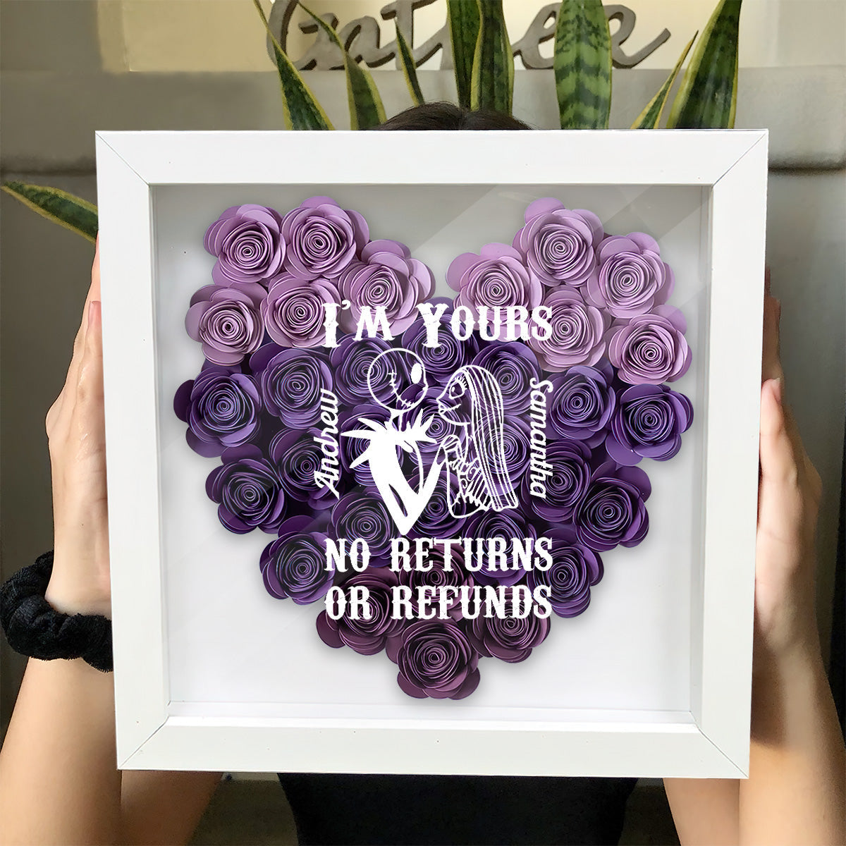 Personalized Heart-Shaped Flower Shadow Box Custom Art Gift Flower Shadow Box GradoCreations