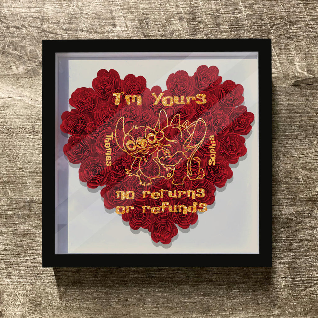 Personalized Heart-Shaped Flower Shadow Box Gift for Couples Flower Shadow Box GradoCreations