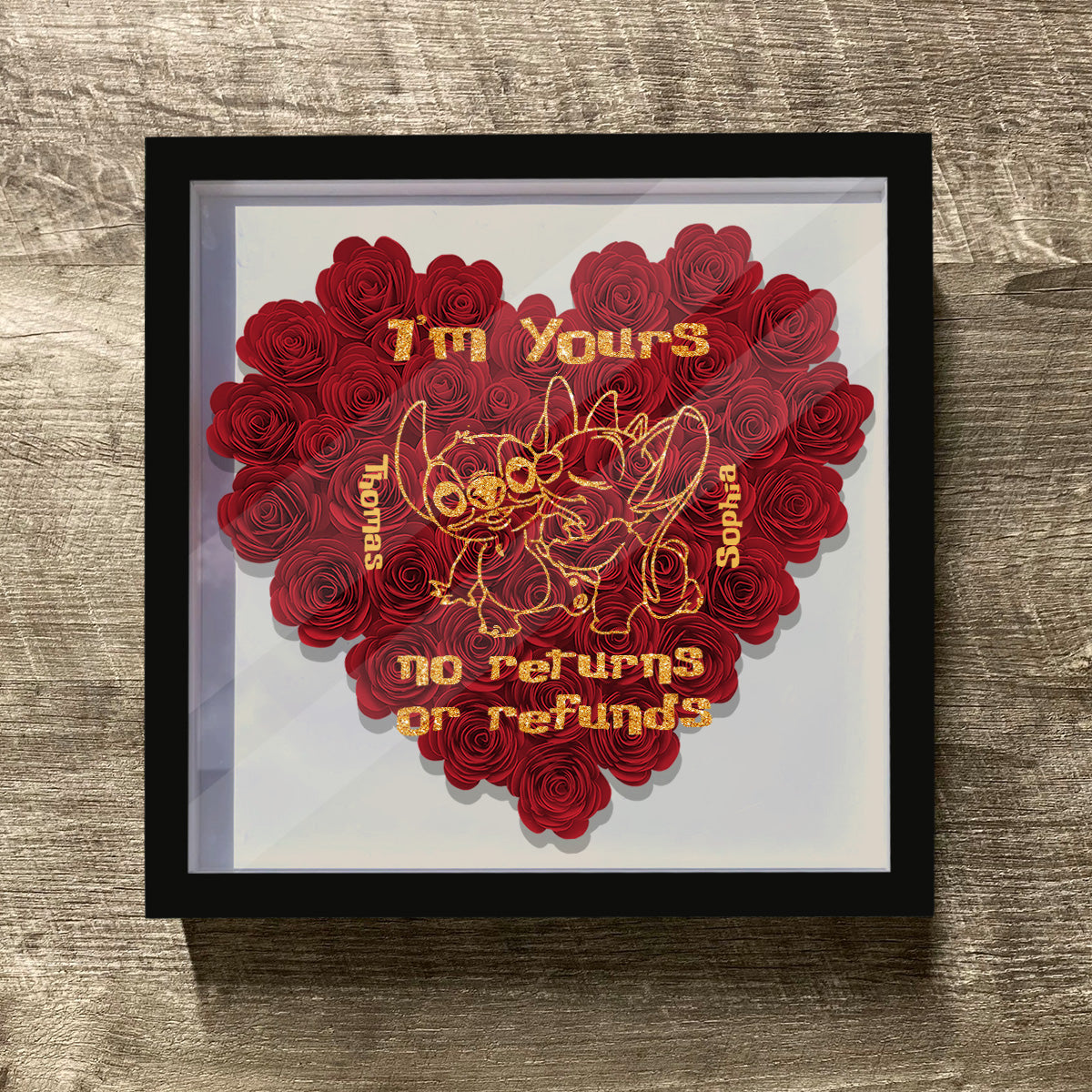 Personalized Heart-Shaped Flower Shadow Box Gift for Couples Flower Shadow Box GradoCreations