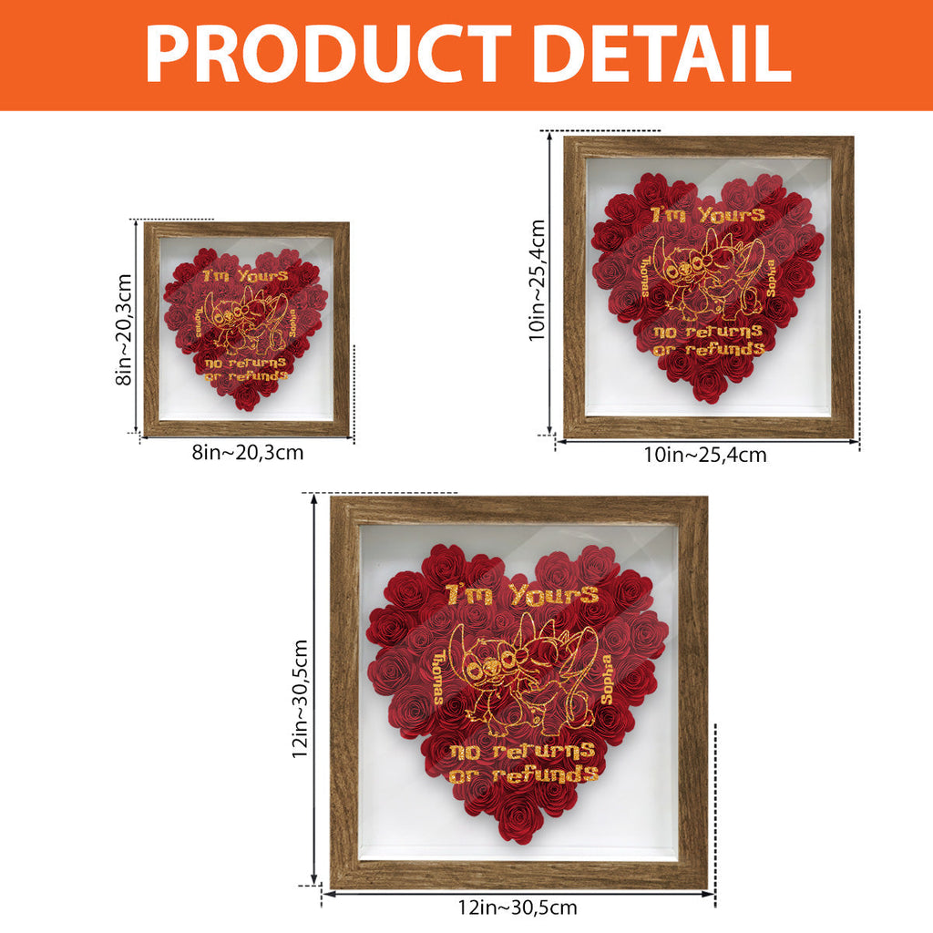 Personalized Heart-Shaped Flower Shadow Box Gift for Couples Flower Shadow Box GradoCreations