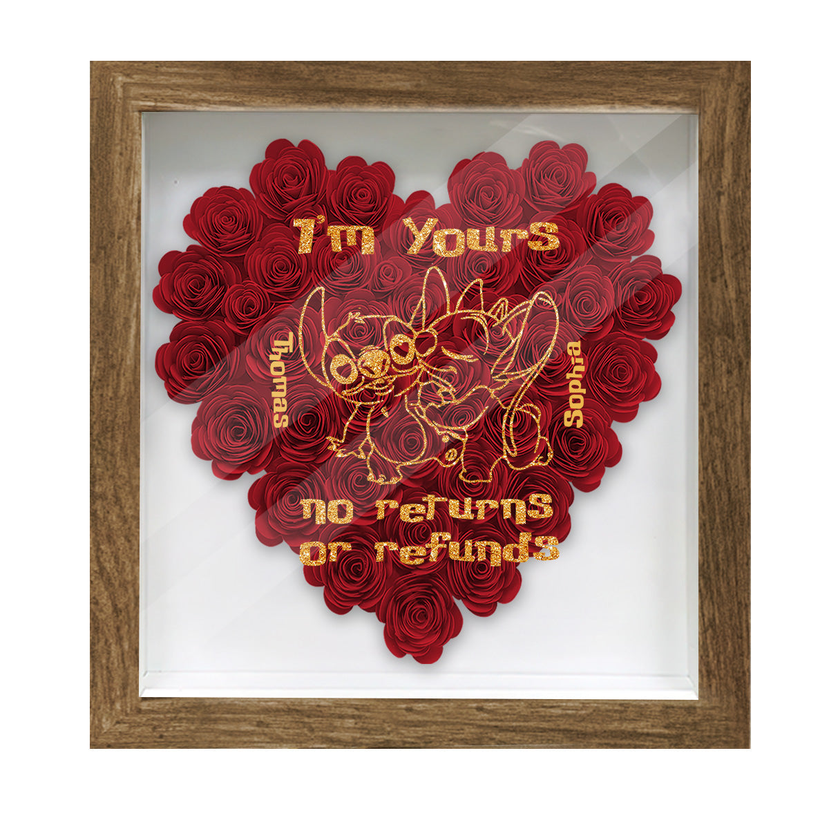 Personalized Heart-Shaped Flower Shadow Box Gift for Couples Flower Shadow Box GradoCreations