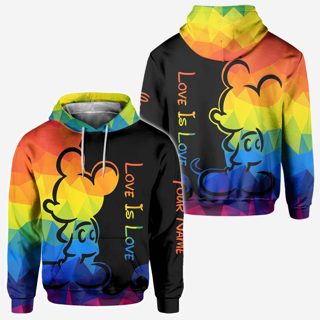 Personalized LGBT Pride T-shirt & Hoodie with Love Is Love Design All Over Shirt GradoCreations