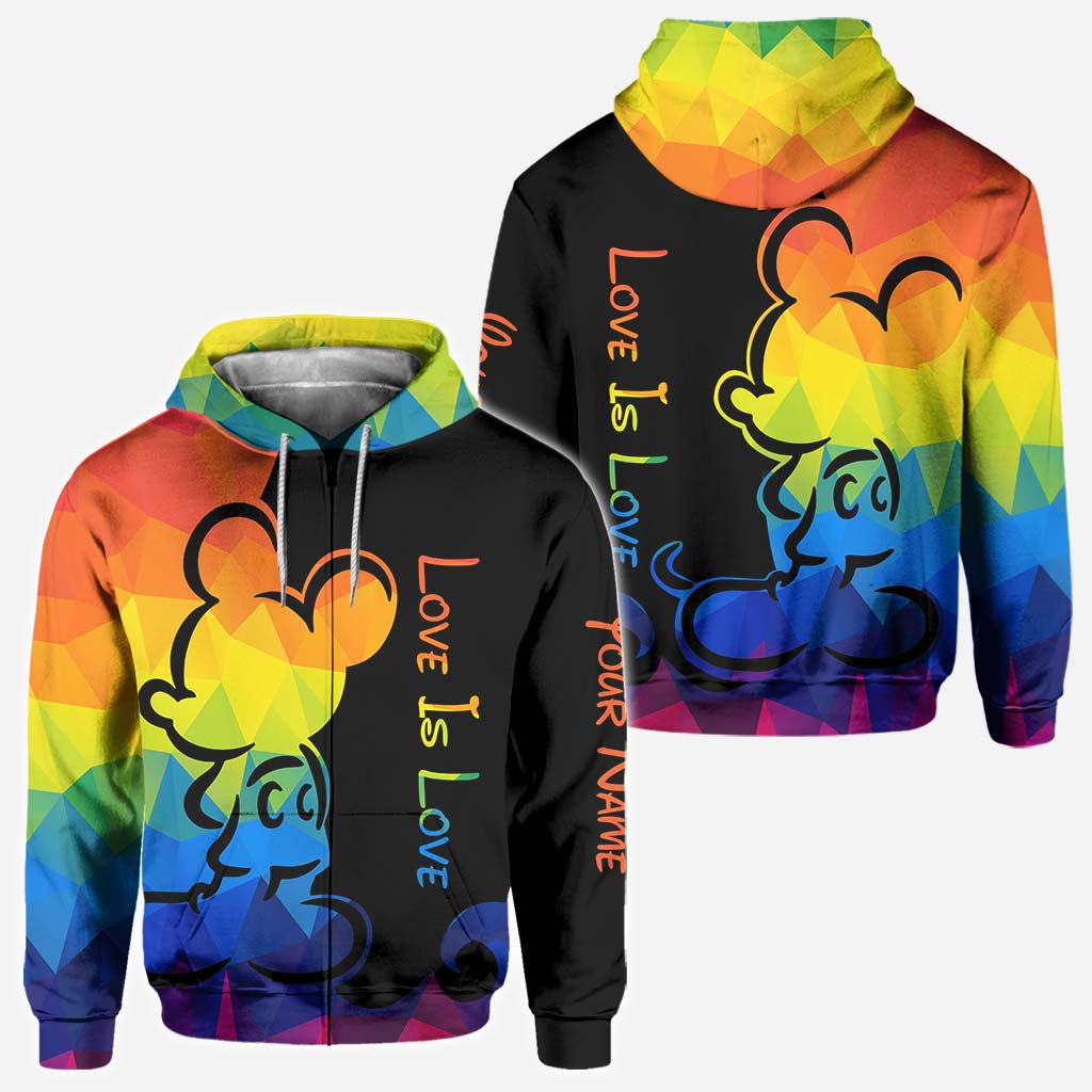 Personalized LGBT Pride T-shirt & Hoodie with Love Is Love Design All Over Shirt GradoCreations