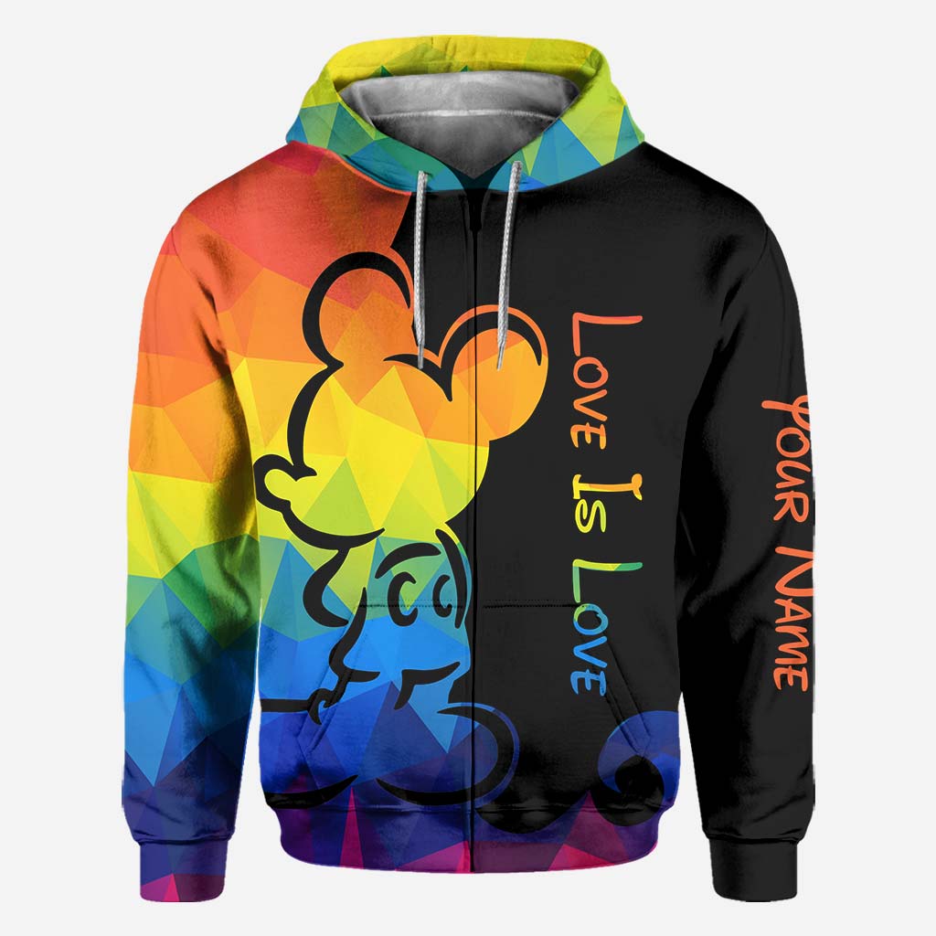 Personalized LGBT Pride T-shirt & Hoodie with Love Is Love Design All Over Shirt GradoCreations
