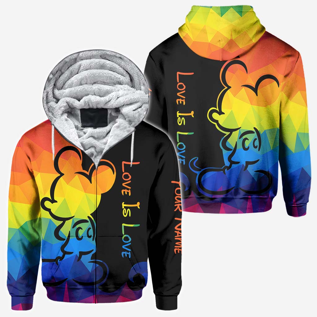 Personalized LGBT Pride T-shirt & Hoodie with Love Is Love Design All Over Shirt GradoCreations