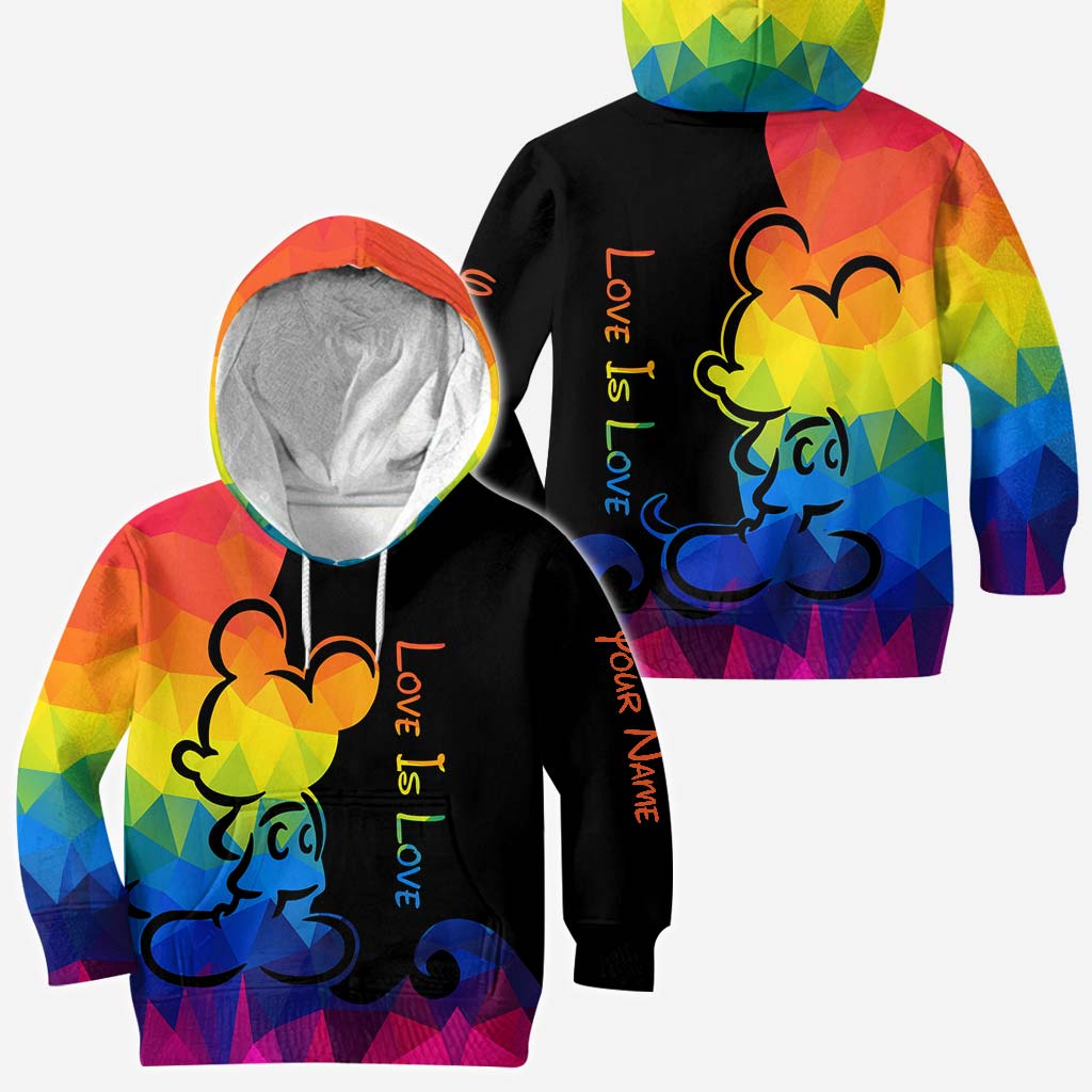 Personalized LGBT Pride T-shirt & Hoodie with Love Is Love Design All Over Shirt GradoCreations