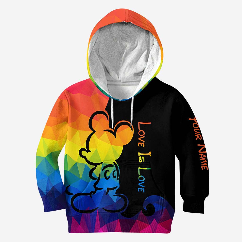 Personalized LGBT Pride T-shirt & Hoodie with Love Is Love Design All Over Shirt GradoCreations