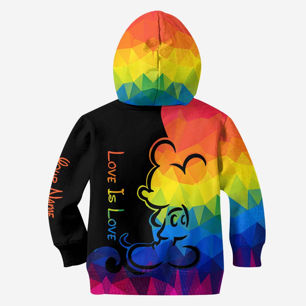 Personalized LGBT Pride T-shirt & Hoodie with Love Is Love Design All Over Shirt GradoCreations