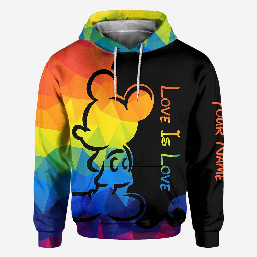 Personalized LGBT Pride T-shirt & Hoodie with Love Is Love Design All Over Shirt GradoCreations