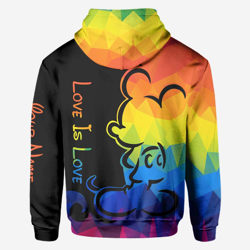 Personalized LGBT Pride T-shirt & Hoodie with Love Is Love Design All Over Shirt GradoCreations