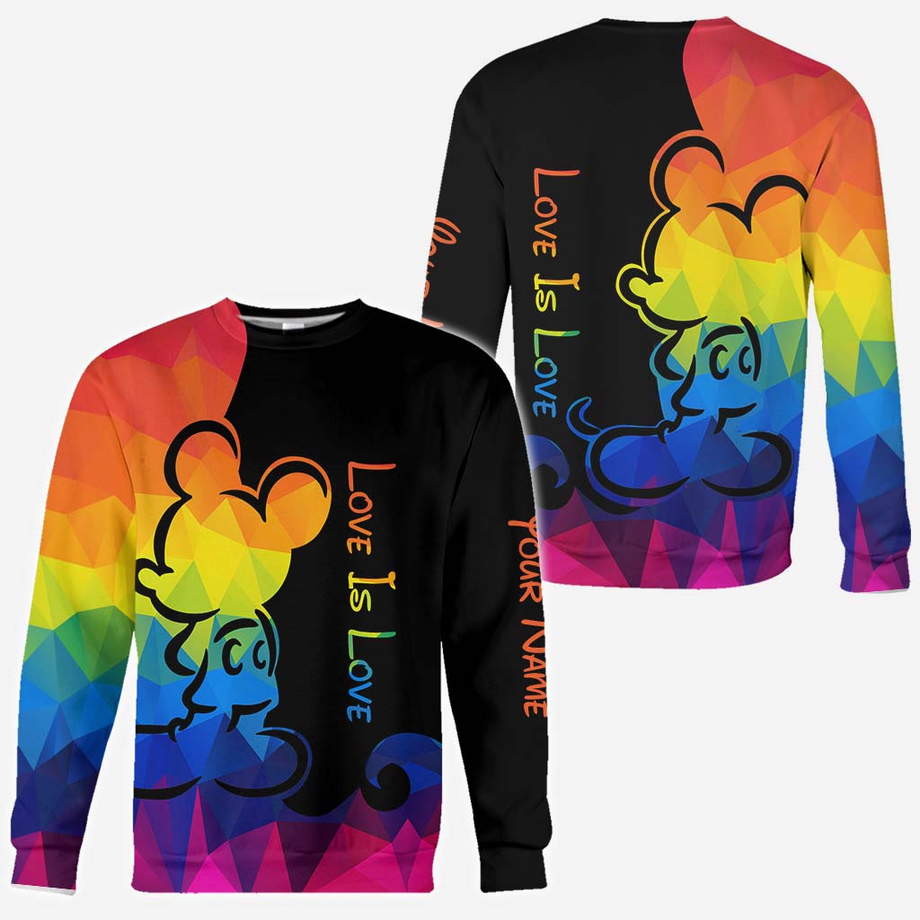 Personalized LGBT Pride T-shirt & Hoodie with Love Is Love Design All Over Shirt GradoCreations