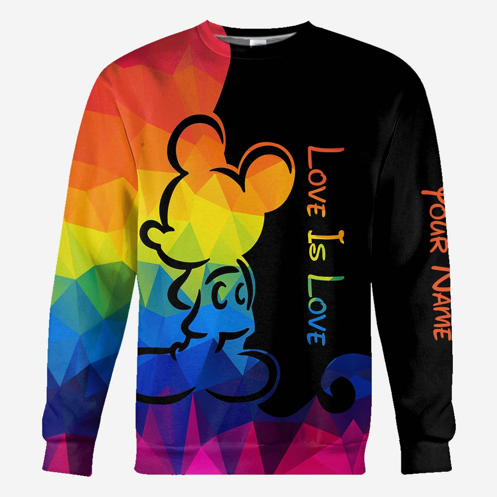 Personalized LGBT Pride T-shirt & Hoodie with Love Is Love Design All Over Shirt GradoCreations
