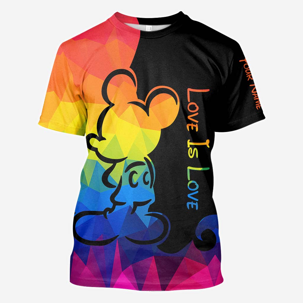 Personalized LGBT Pride T-shirt & Hoodie with Love Is Love Design All Over Shirt GradoCreations