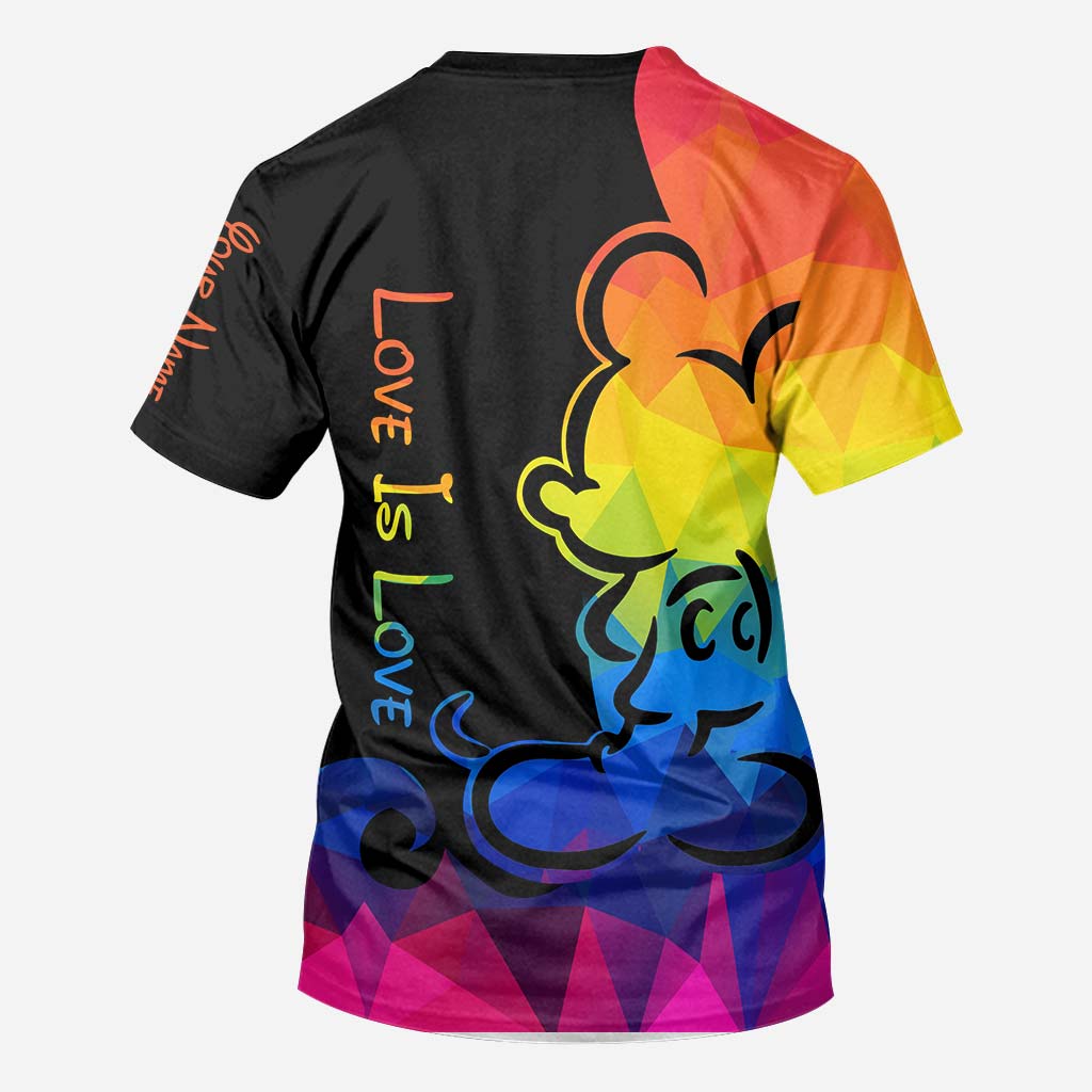 Personalized LGBT Pride T-shirt & Hoodie with Love Is Love Design All Over Shirt GradoCreations